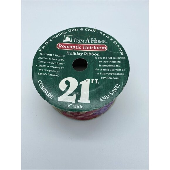 Holiday Ribbon 2" Wide Approximately 21 Ft. Long Trim A Home Romantic Heirloom - Picture 2 of 8